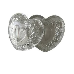 Waterford Crystal Two Piece Heart Shaped Trinket Dish Signed Excellent Perfect